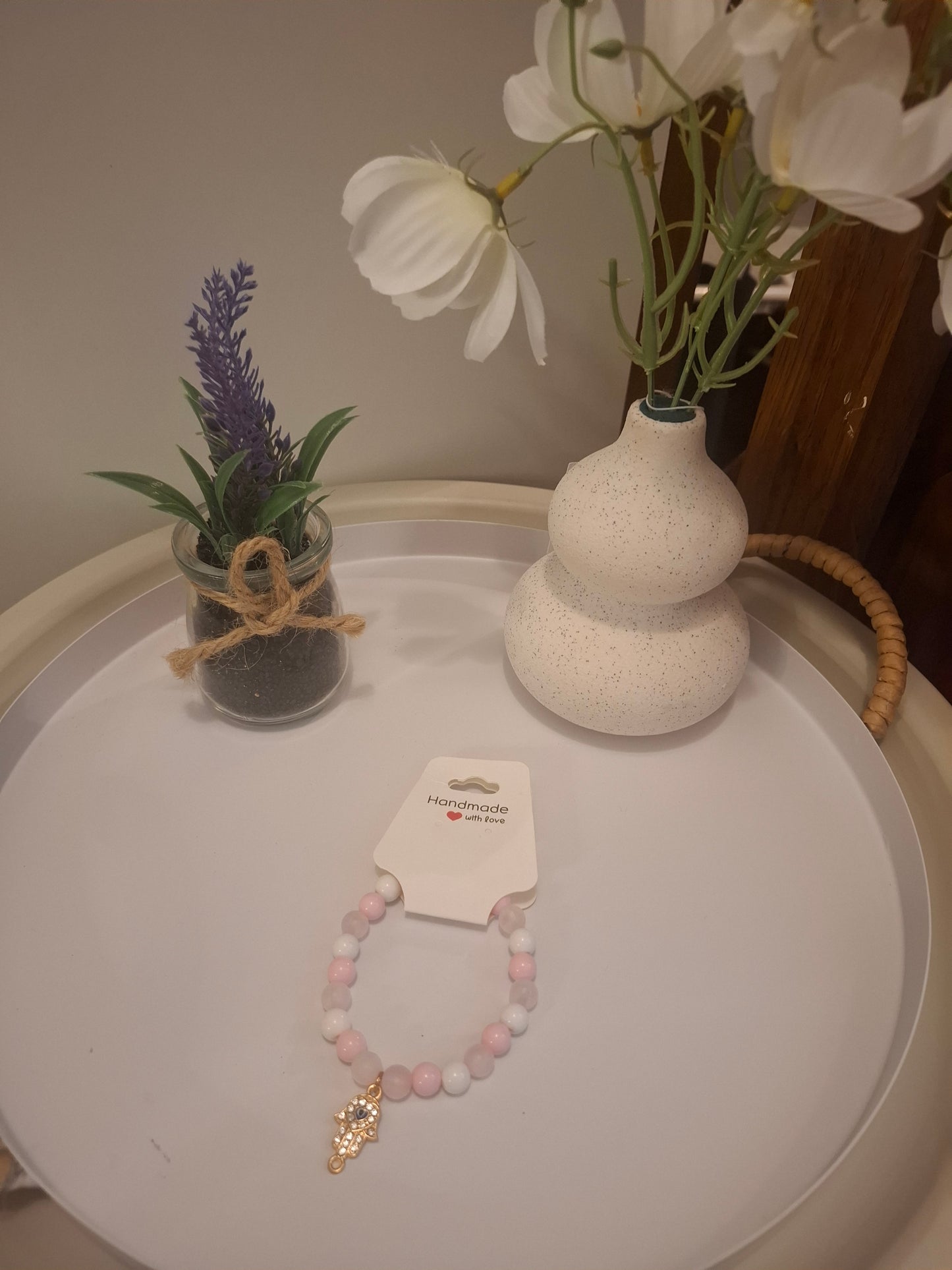 Bracelet avec la main de fatma rose