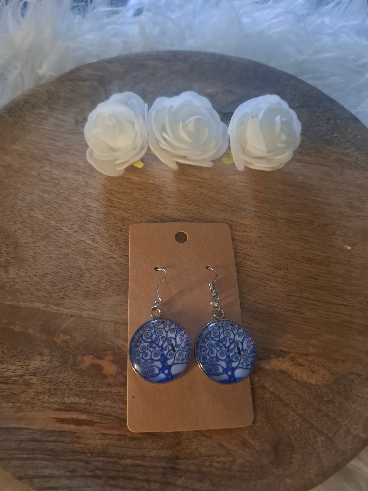 Boucle d’oreille pendante bleu 4