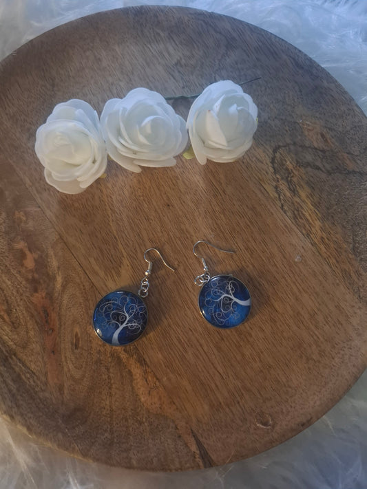 Boucles  d oreille pendante  bleu foncé  1